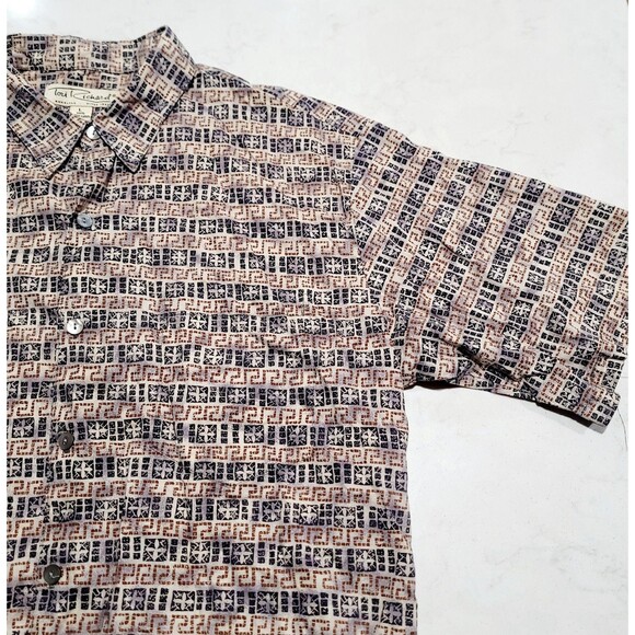 Tori Richard Geometric Made In Hawaii USA 100% Cotton Lawn Hawaiian Large EUC - Picture 6 of 7